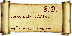 Borsenszky Dókus névjegykártya